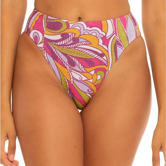 BECCA Rebecca Virtue Psychedelic BIKINI SET Size M Halter Top High Waist Bottom - Picture 6 of 13